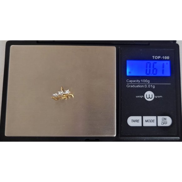 10K White And Yellow Gold USA Three Star Tie Tac Lapel Pin E104 - Picture 7 of 8